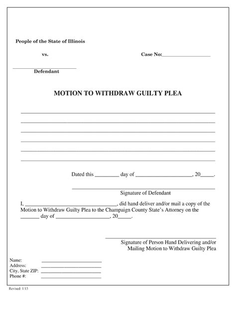 Sample Motion To Withdraw Guilty Plea Fill Online Printable