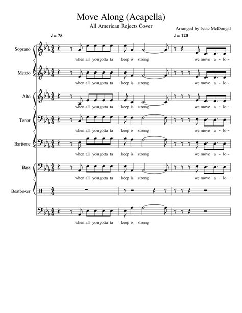 Move Along Acapella Sheet Music For Piano Drum Group Mixed Ensemble