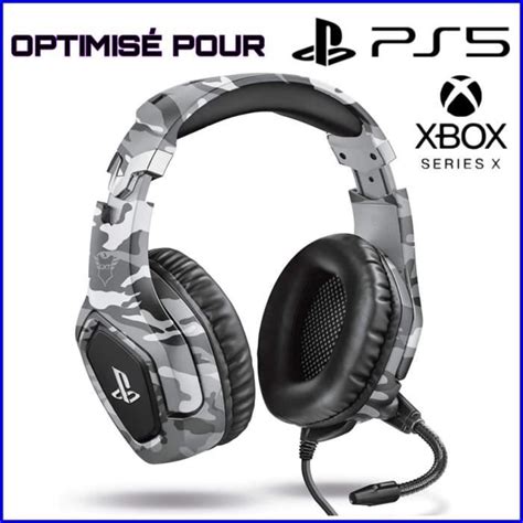 Casque Audio Gaming Pour Playstation 5 Optimisé Et Sous License Ps5® Officiel Gris Camo Army