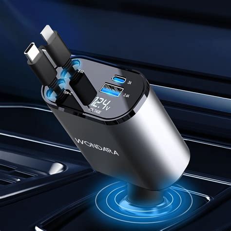 Amazon.com: Retractable Car Charger with 100W, 4 in 1 Car Fast Charger ...