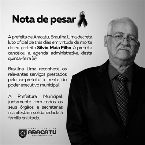 Prefeitura De Aracatu Emite Nota De Pesar Pela Morte De Silvio Maia