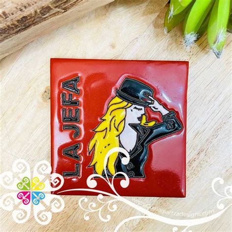 La Jefa Mexican Loteria Coaster Tile Mexican Home Goods Portavasos Etsy