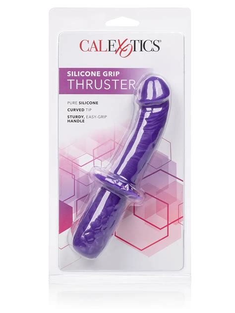 Dildo Thruster With G Spot Curve Silicone Grip Handle Purple