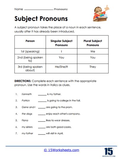 Pronouns Worksheets 15