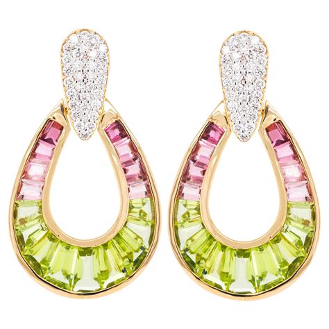 Fabergé Katharina 18K Gold Diamond Moonstone and Pink Tourmaline Drop