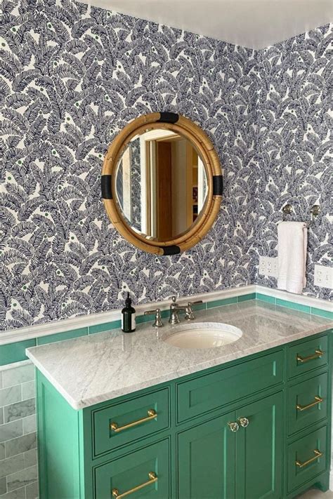 Blue Botanical Bathroom Wallpaper Inspiration | Bathroom wallpaper ...