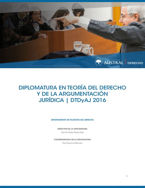 Diplomatura En Teor A Del Derecho Y De La