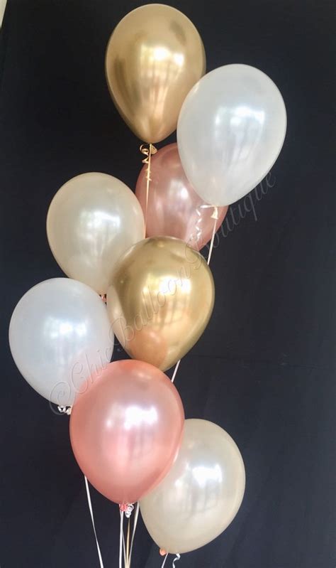 Rose Gold Pearl White And Pearl Peach And Chrome Gold Balloons 11 Inch