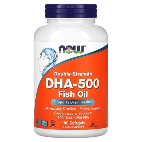 NOW Foods Double Strength DHA 500 Fish Oil 180 Softgels