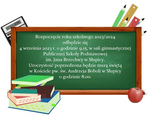 PSP w SŁupicy Zaproszenie na uroczyste rozpoczęcie roku szkolnego