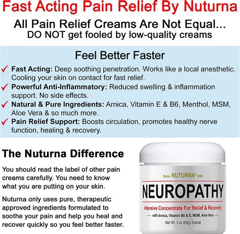 Nuturna Neuropathy Nerve Pain Relief Cream 3oz Maximum Strength Relief Cream For Feet Hands