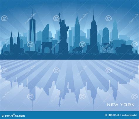 Silueta Del Vector Del Horizonte De New York City Ilustraci N Del