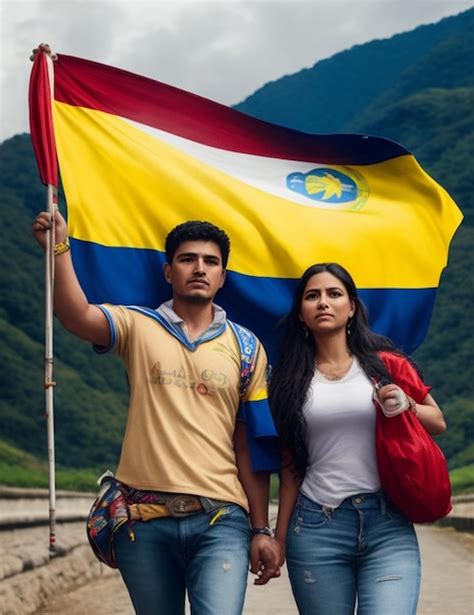 Pueblo Colombiano Con Su Bandera Foto O Imagen Gratis Foto Premium