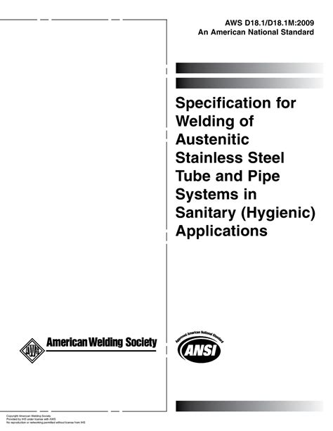 AWS D18 1 D18 1M 2009 Specification For Welding Of Austenitic Stainless