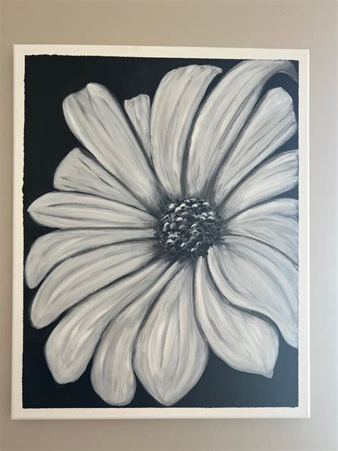 Daisy Black and White Acrylic Painting / Floral Art / Black - Etsy