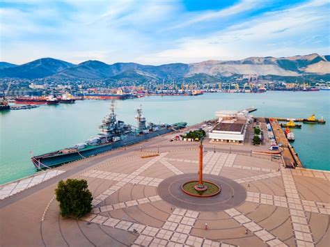 Premium Photo | Novorossiysk city aerial panoramic view