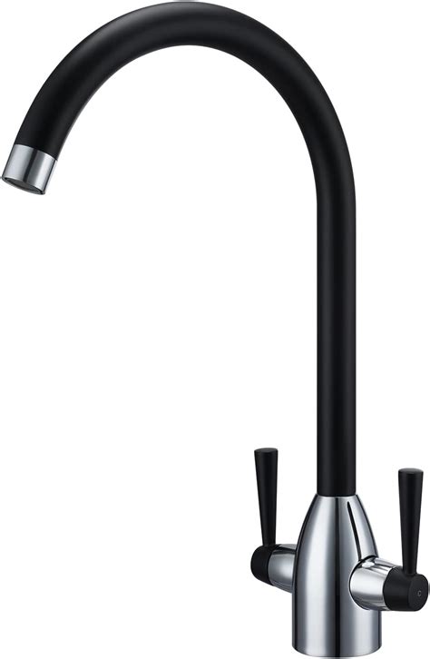 Kitchen Sink Mixer Taps Monobloc Dual Lever Brass Swivel Spout Matte