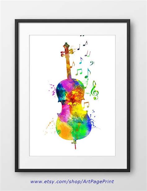 Aquarell Violine Silhouette Bunte Regenbogen Instrument Print Etsy De