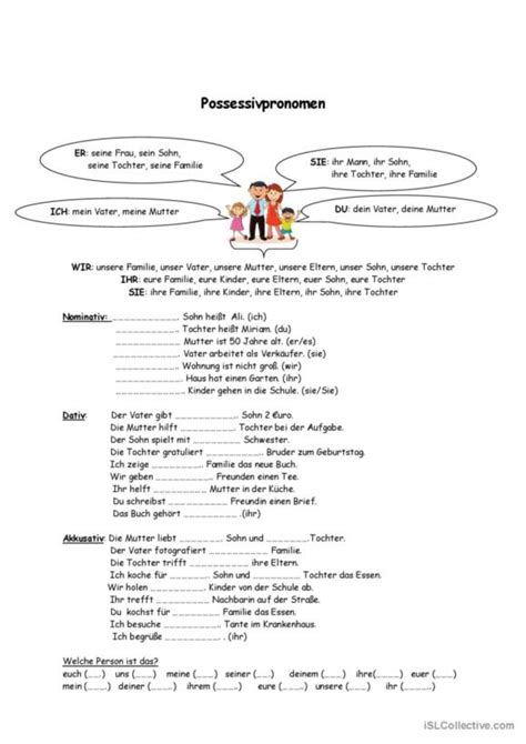 Possessivpronomen Deutsch Daf Arbeitsbl Tter Pdf Doc