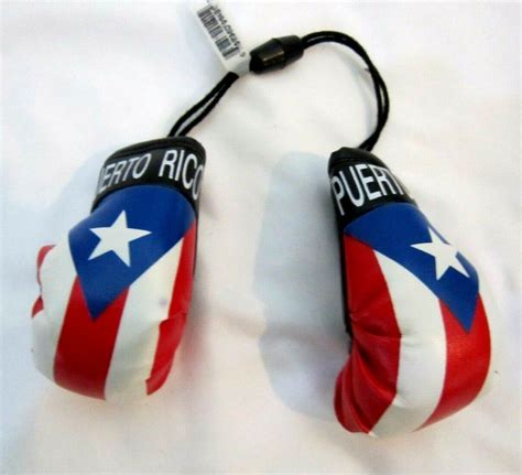 Set Of 4 Puerto Rico Boxing Gloves Rear View Mirror Hangersand3 Keychain New Ebay