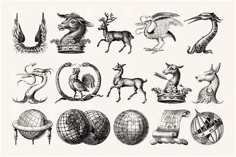 The Heraldic Charm Vintage Illustration Asset Pack - Tom Chalky