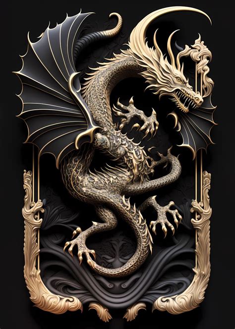 Monster Dragon Art Deco Poster Picture Metal Print Paint By Luong