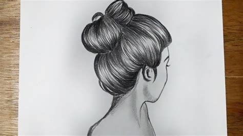 How To Draw A Girl With Messy Bun Hair Step By Step Youtube