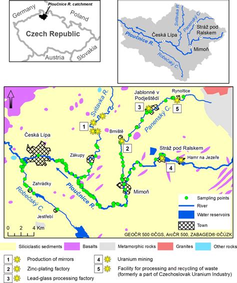 Map Of The Study Area With Studied Watercourses And Major Pollution