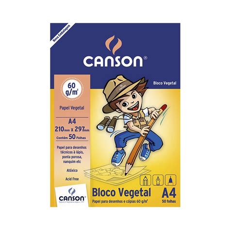 Bloco De Papel Canson Vegetal 60g A4 50 Folhas Shopee Brasil