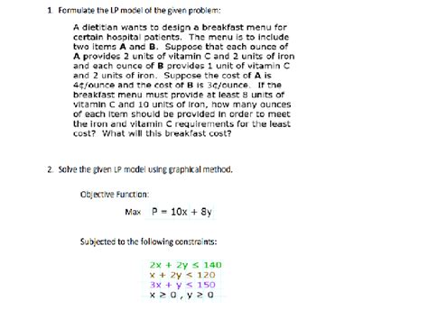 [solved] Kindly Answer The Following 1 Formulate The Lp Model Of The