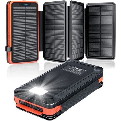 Batterie Externe Solaire 26800Mah Portable Chargeur Solaire Avec 4