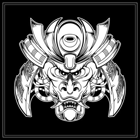 Vector Illustration Of Japanese Samurai Mask Tattoo 14176720 Vector Art