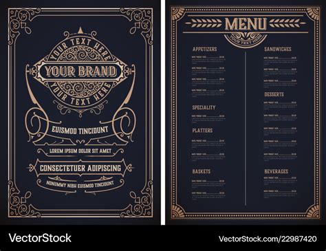 Vintage Restaurant Menu Template Layered Vector Image