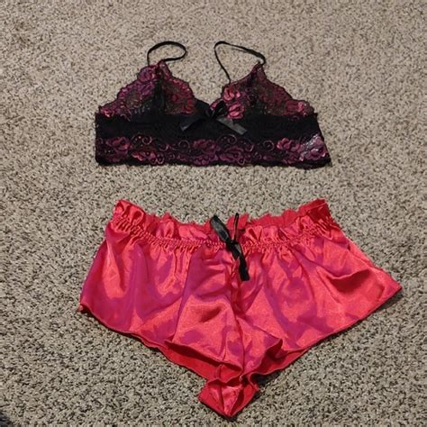 Intimates Sleepwear Elegant Black And Hot Pink Lace Lingerie Set Poshmark