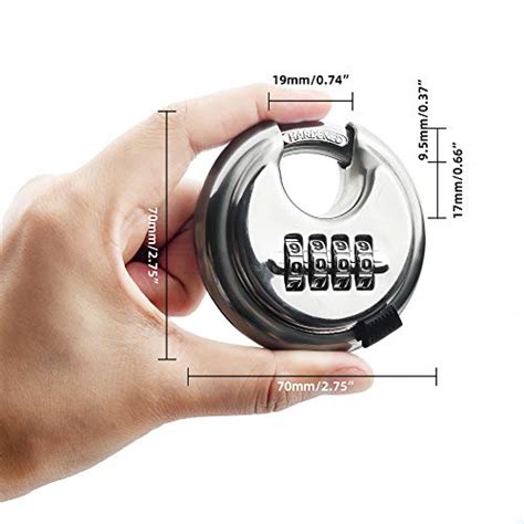 Stainless Steel Discus Padlock 4 Digit 3inch Combination Lock Outdoor