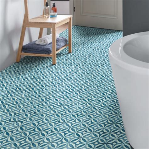 Vinyl Flooring Roll Vintage Kitchen Victorian Blue Tile Lino Flooring Bathroom Ebay