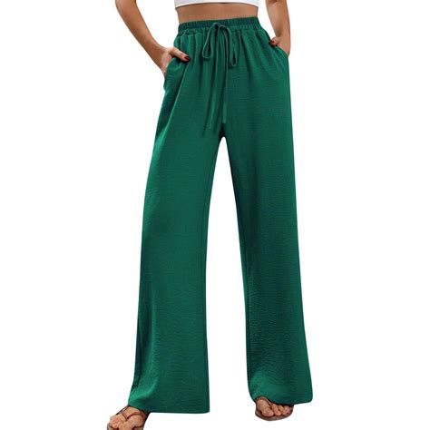 Trouser For Women Widea Leg Casual Elastic Trousers Womens Pants Solid