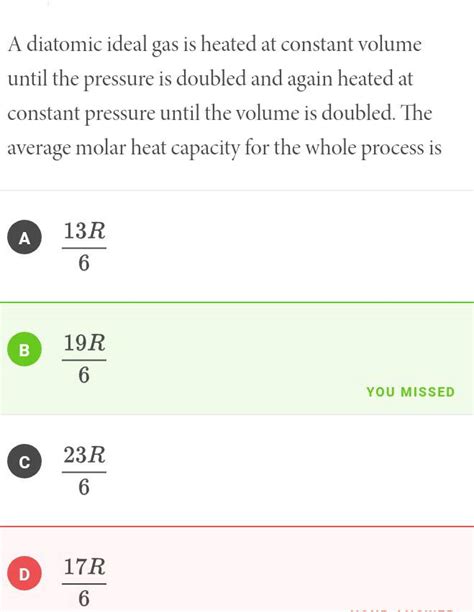 A Diatomic Ideal Gas Is Heated At Constant Volume Until The Pressure Is