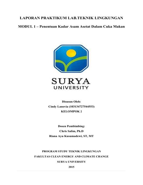 Penentuan Kadar Asam Cuka Laporan Lab