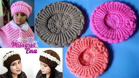 Boina tejido a crochet para bebe o niña en punto OLITAS y RELIEVES