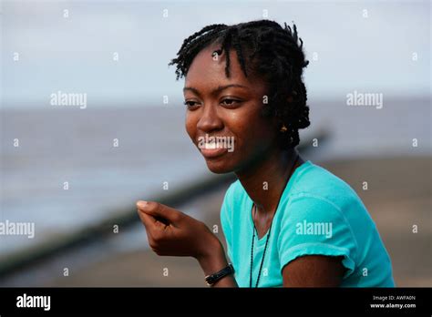 Portrait of a young woman of African ethnicity, Guyana, South America ...