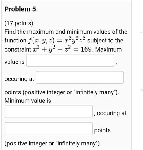 Solved Problem Points Find The Maximum And Minimum Values Of