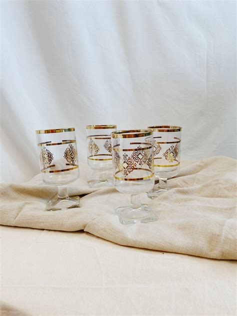 Vintage Square Bottom Glassware Set Etsy