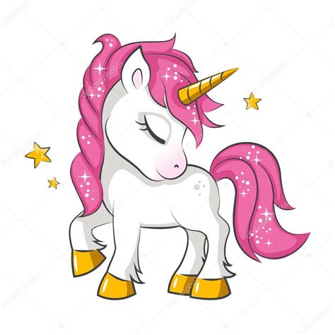 Lindo Unicornio M Gico Rosa Peque A Dise O Vector Sobre Fondo Blanco