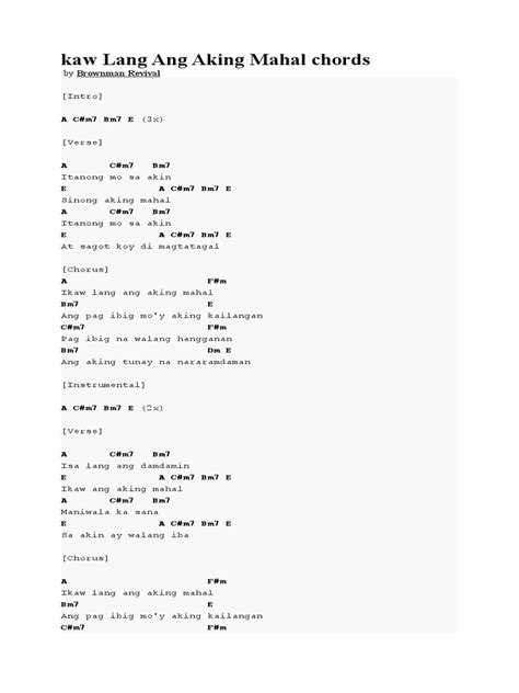 kaw Lang Ang Aking Mahal chords | PDF | Song Structure | Songs