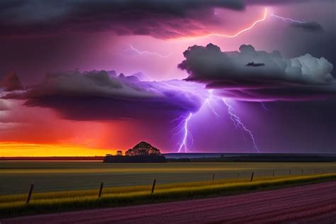 Premium AI Image | Dramatic storm clouds with lightning strikes over ...