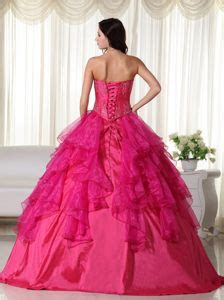 Sweetheart Floor Length Organza Embroidery Quinceanera Gowns In Hot Pink