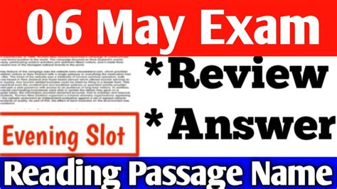 6 May Ielts Exam Review Listening Reading Answers Evening Slot