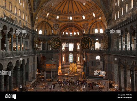 View inside Hagia Sophia originally built in the 6th Century by ...