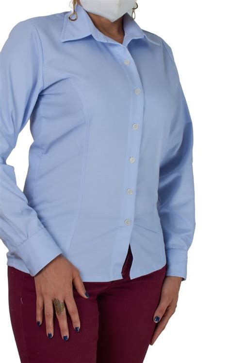 Camisa Oxford Azul Celeste Manga Larga Para Dama Gilca